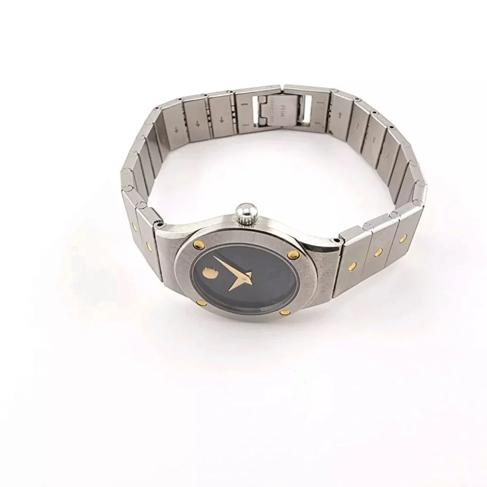 WOMEN'S VINTAGE MOVADO MUSEUM TWO TONED STAINLESS STEEL WATCH new battery